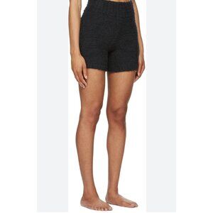 Skims Sherpa Flat Front Shorts High Rise Cosy Fuzzy Minimalist Black XXS